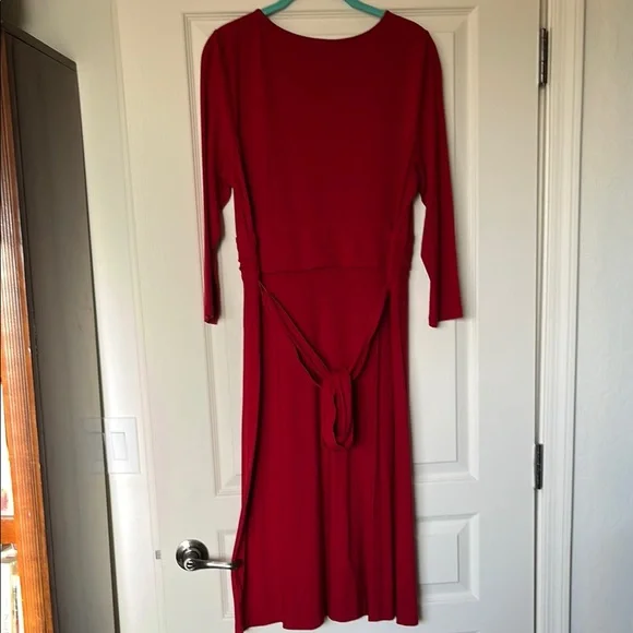Talbots Red Sheath Dress with Plunge Neckline - Picture 4 of 5